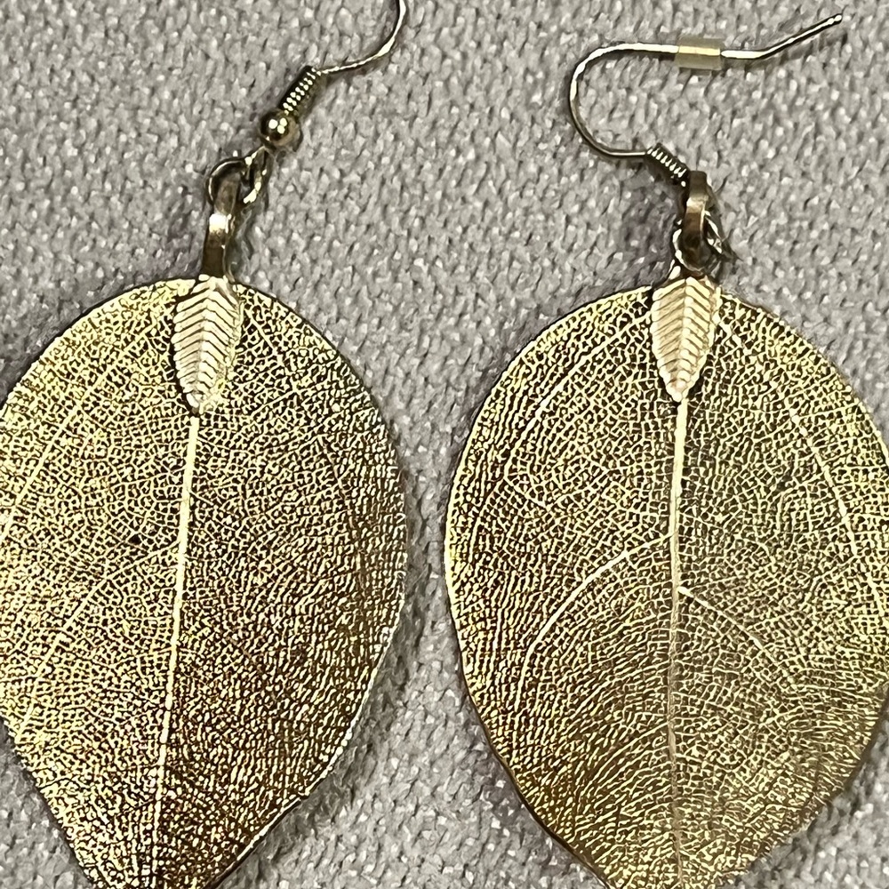 Gold dipped leaf earrings